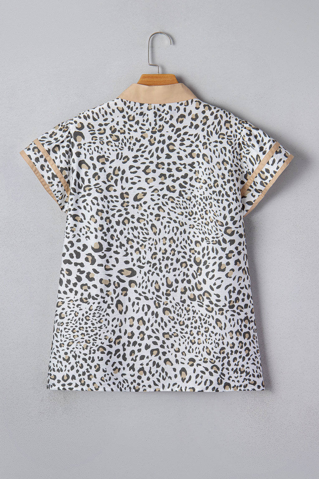White Leopard Printed Cap Sleeve Blouse