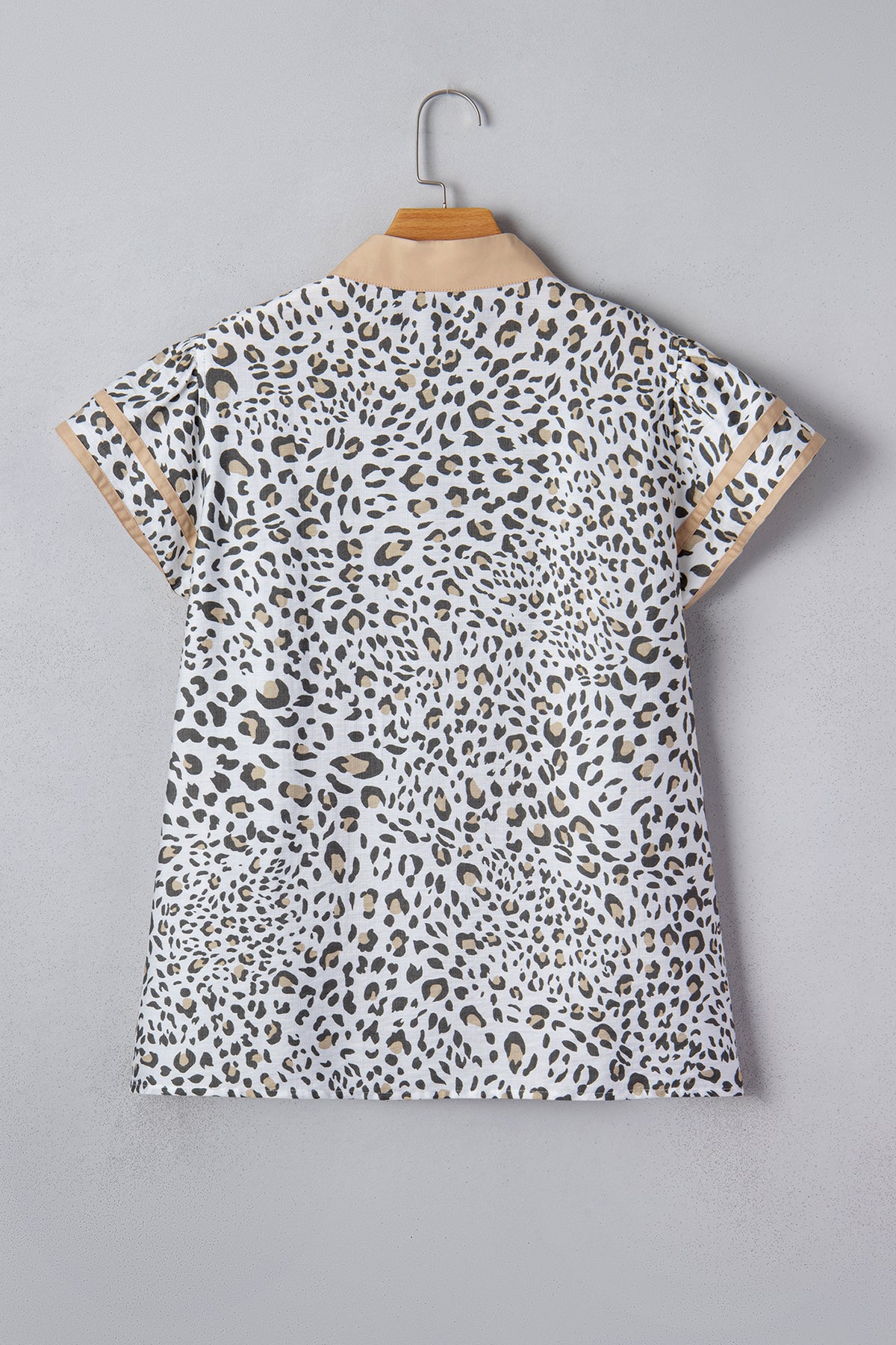 White Leopard Printed Cap Sleeve Blouse