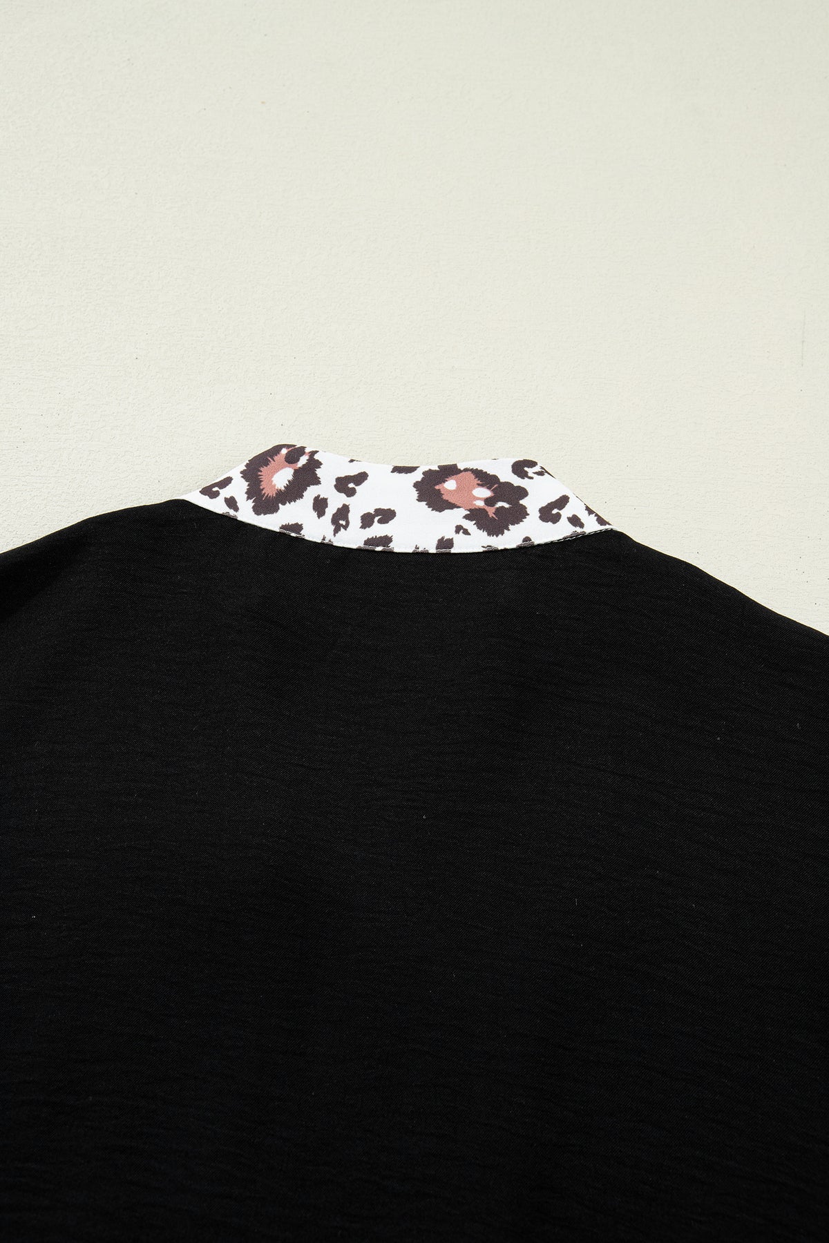 Leopard Patchwork Trim V Neck Blouse