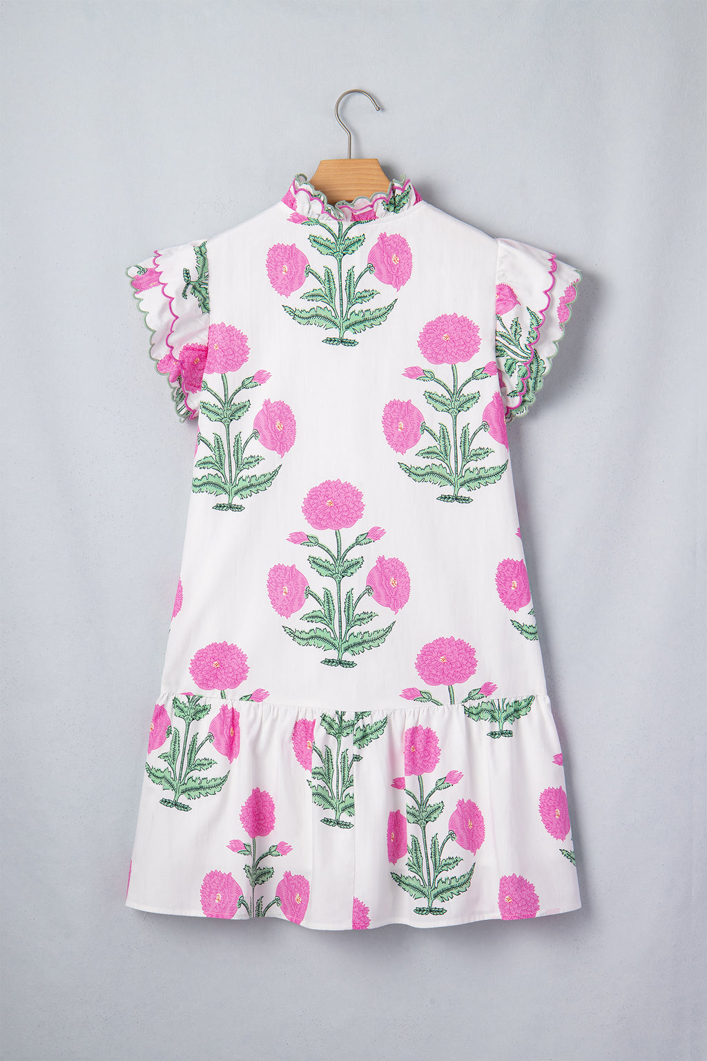 Floral Print Scalloped Embroidery Dress