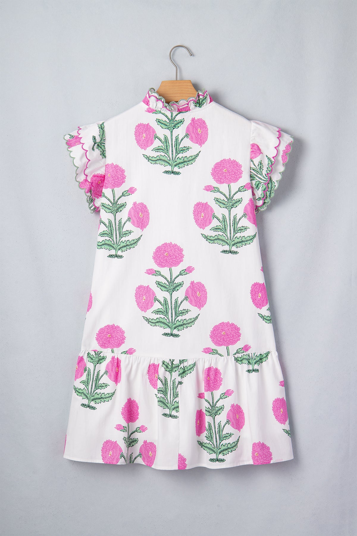 Floral Print Scalloped Embroidery Dress