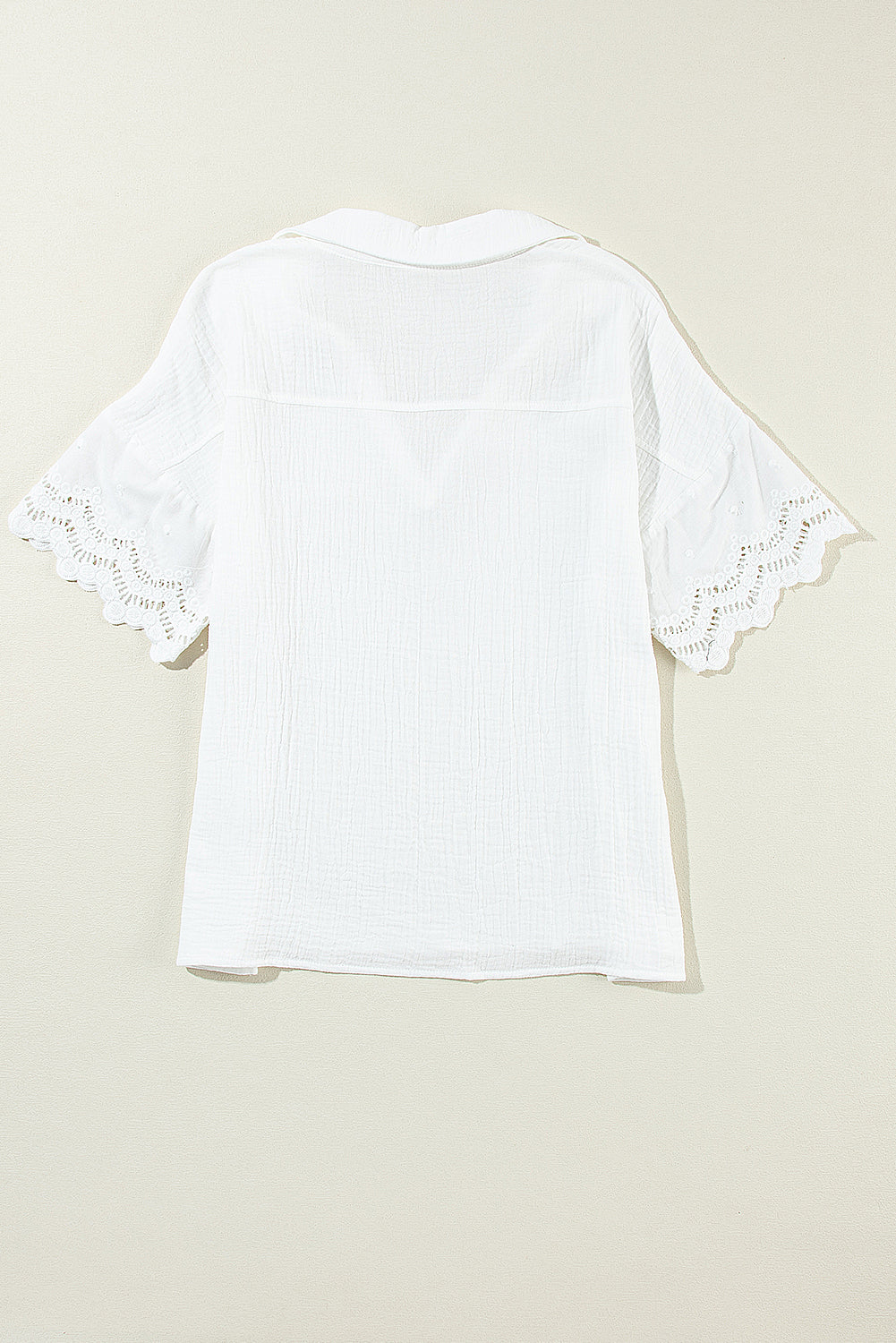 White Crinkled Lace Blouse