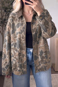Camouflage Print Corduroy Denim Jacket