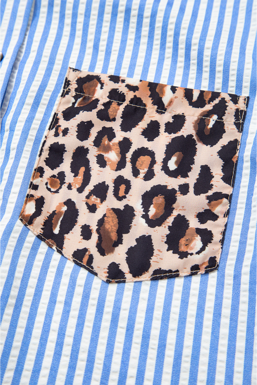 Leopard Print Patchwork Button Up Womens Shirt
