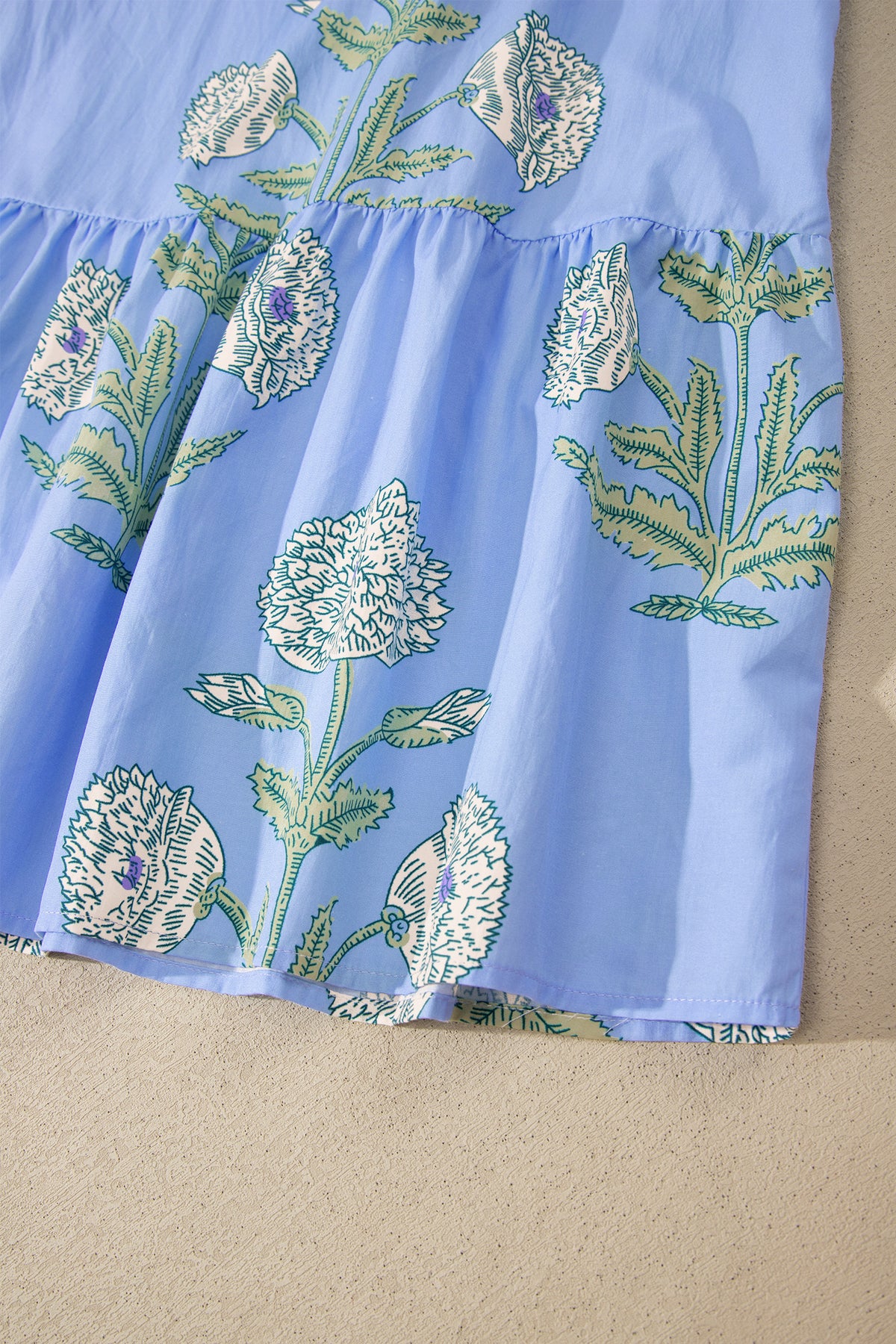 Floral Print Scalloped Embroidery Dress