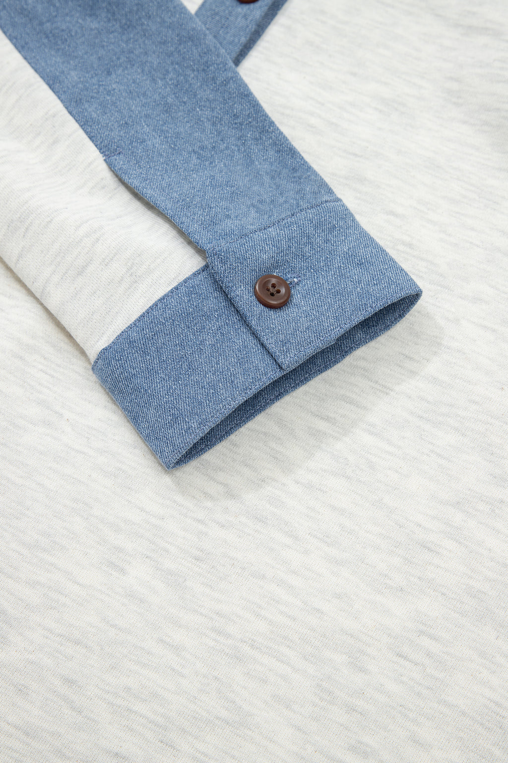Denim  Polo Collar Long Sleeve Top