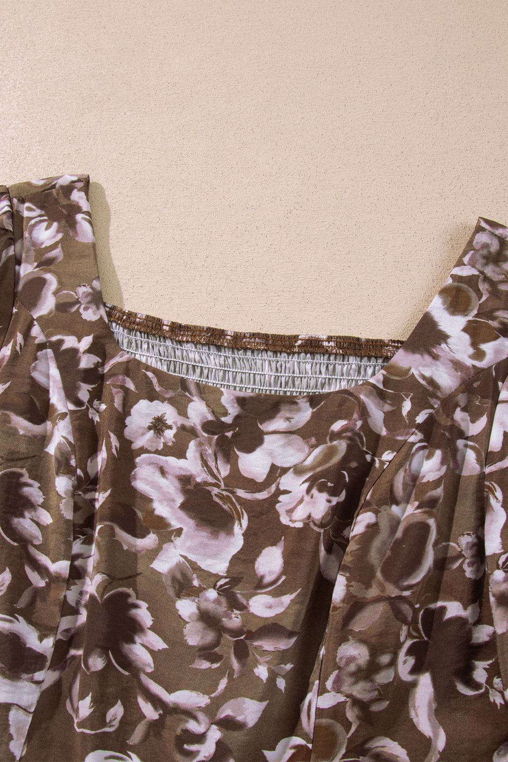 Brown Floral Print Square Neck Dress