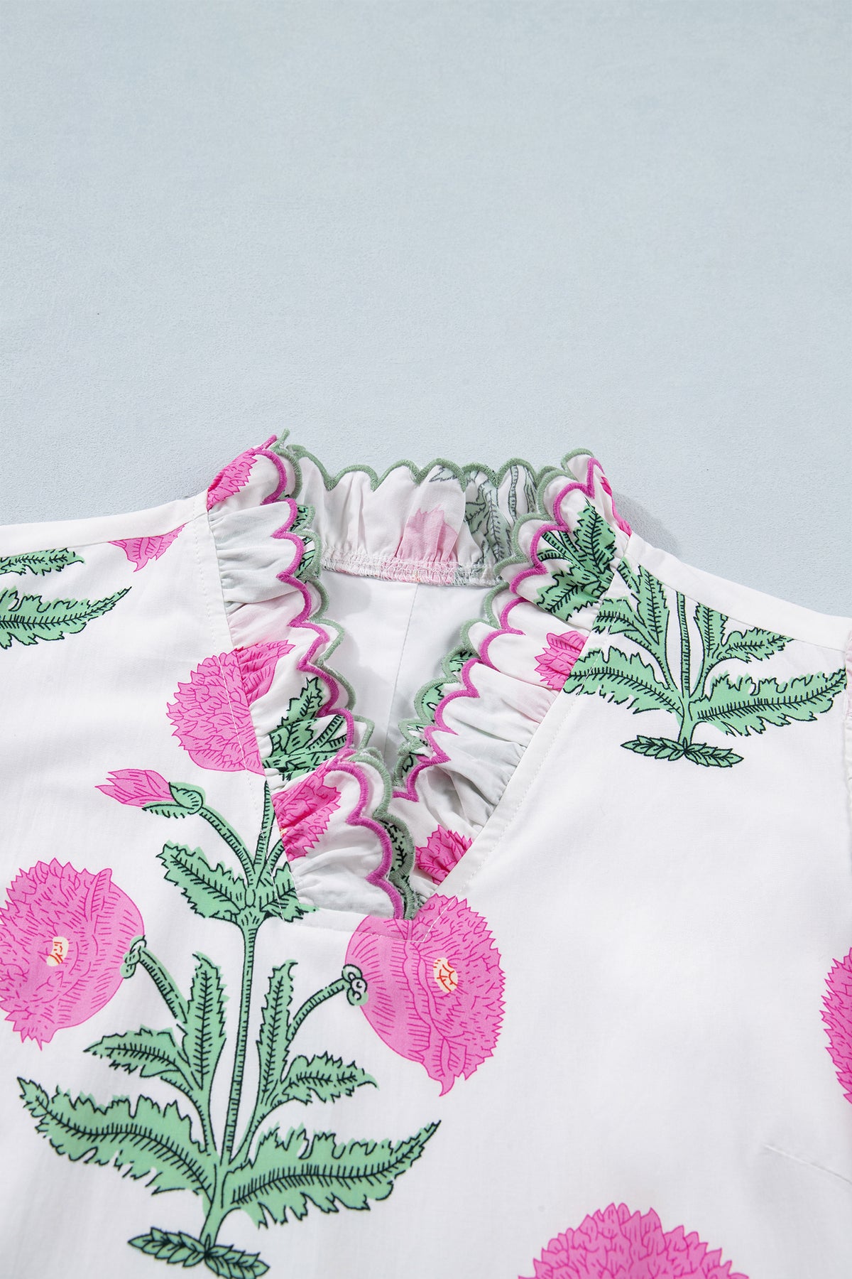 Floral Print Scalloped Embroidery Dress