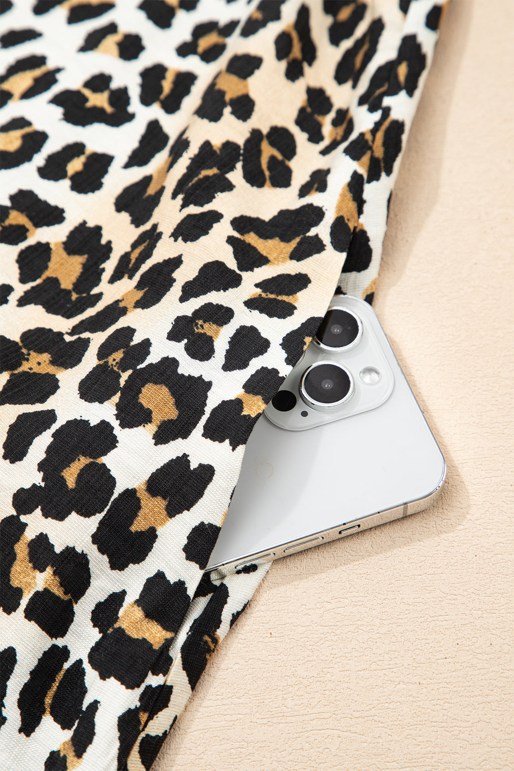 Short Sleeve Loose Leopard Mini Dress with Pockets