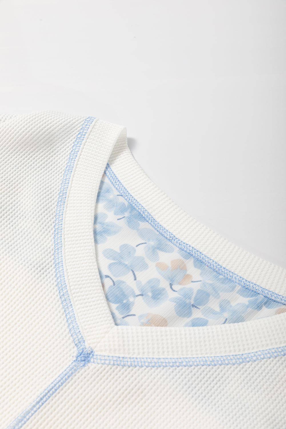 White Abstract Floral Patchwork Blouse