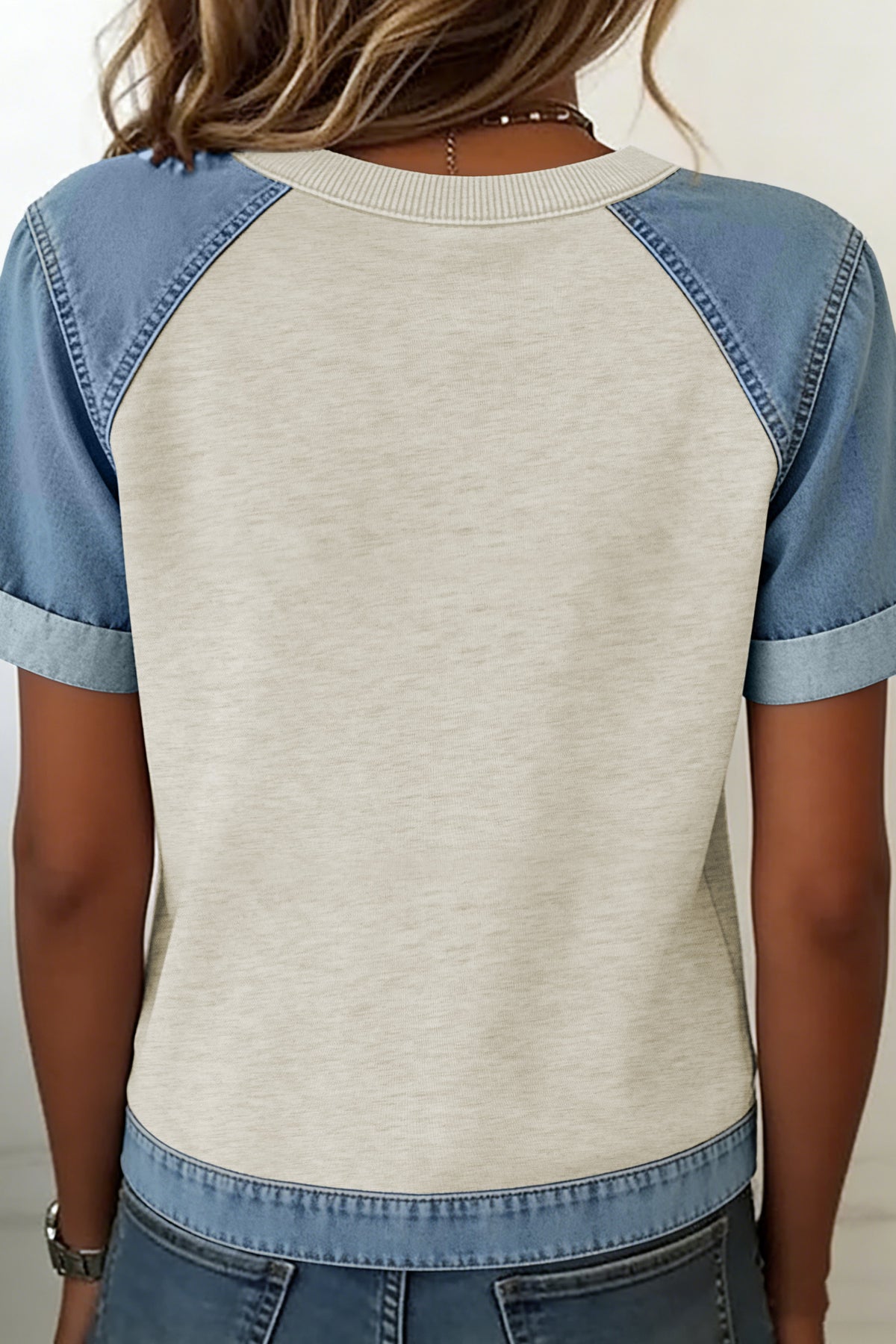 Parchment Denim Round Neck Tee