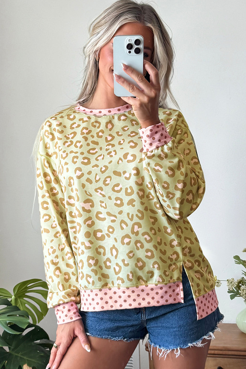 Leopard Polka Dot Long Sleeve Top