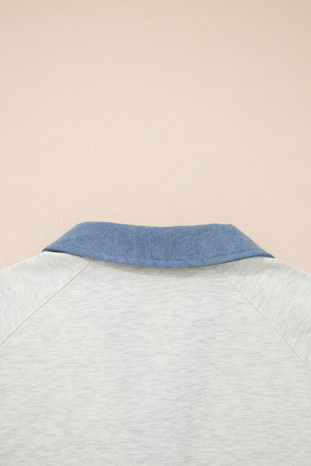 Denim  Polo Collar Long Sleeve Top