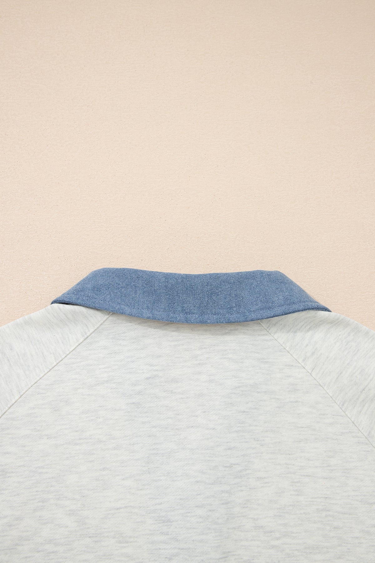 Denim  Polo Collar Long Sleeve Top