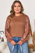 Plus size Brown Floral Blouse