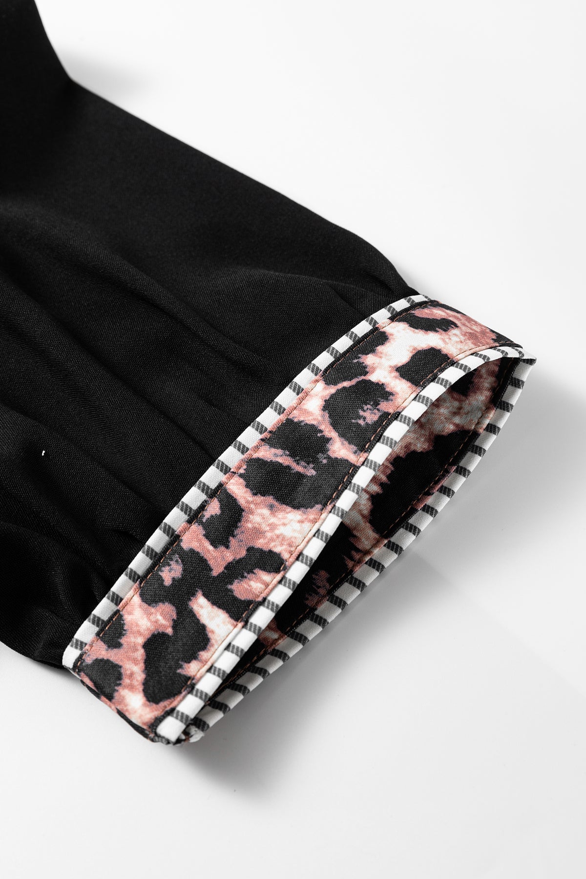 Leopard Trim Button Down Shirt