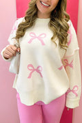 Pink Bow Loose Sweater