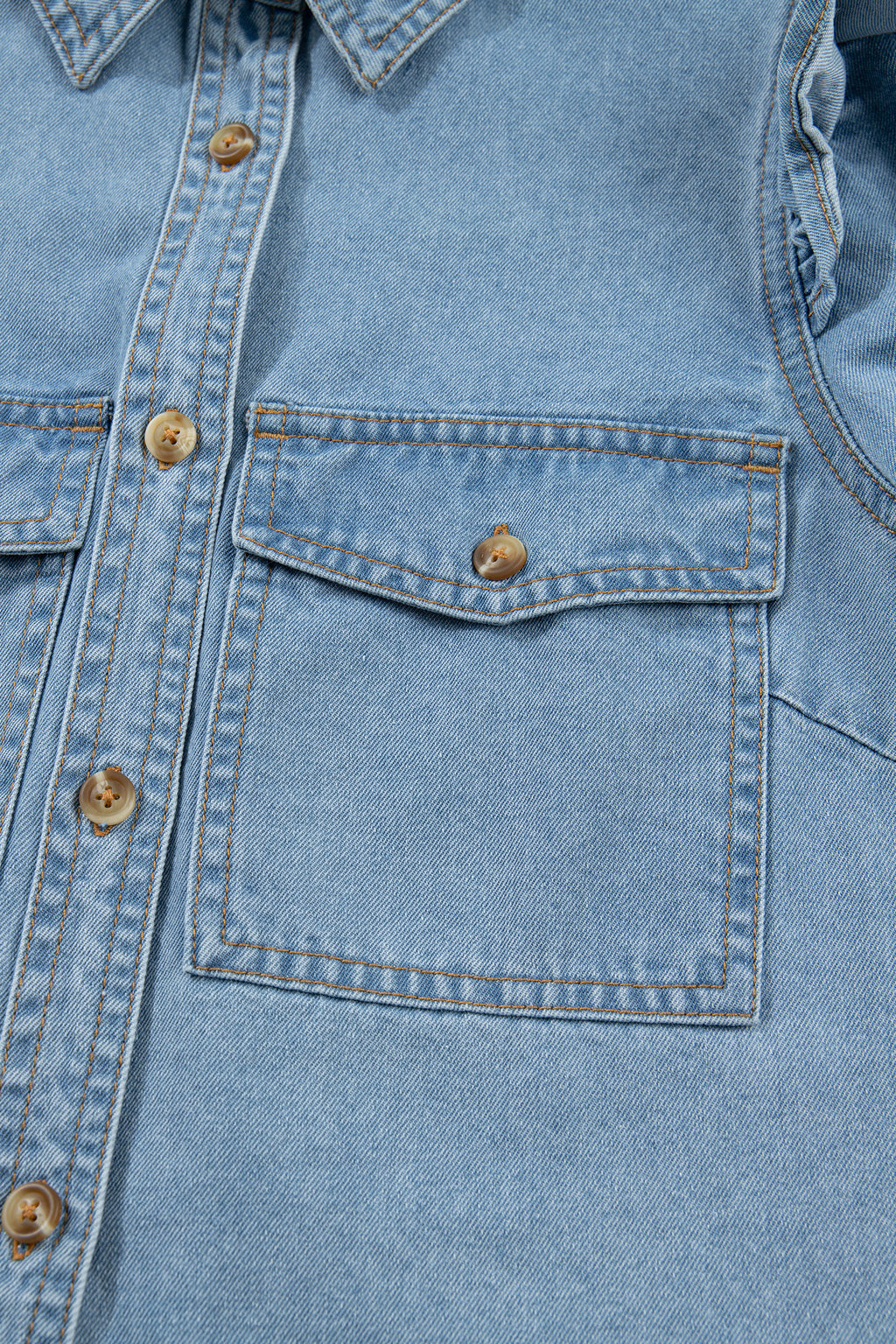 Ruffle Detail Denim Shirt