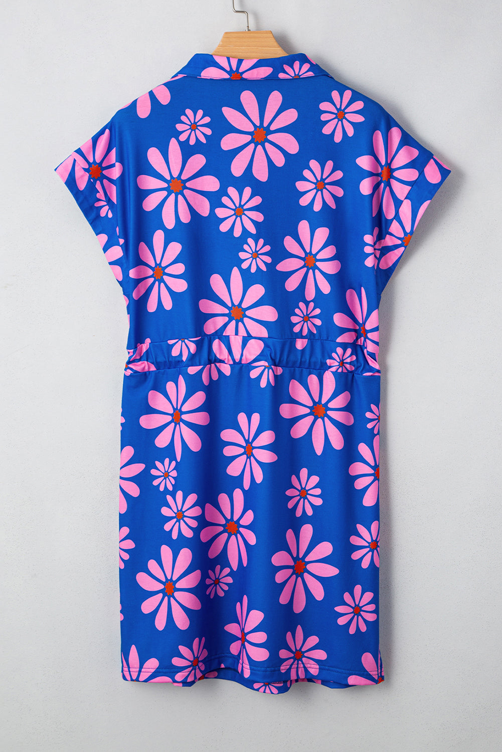 Purple Floral Striped Quarter Zip Dress