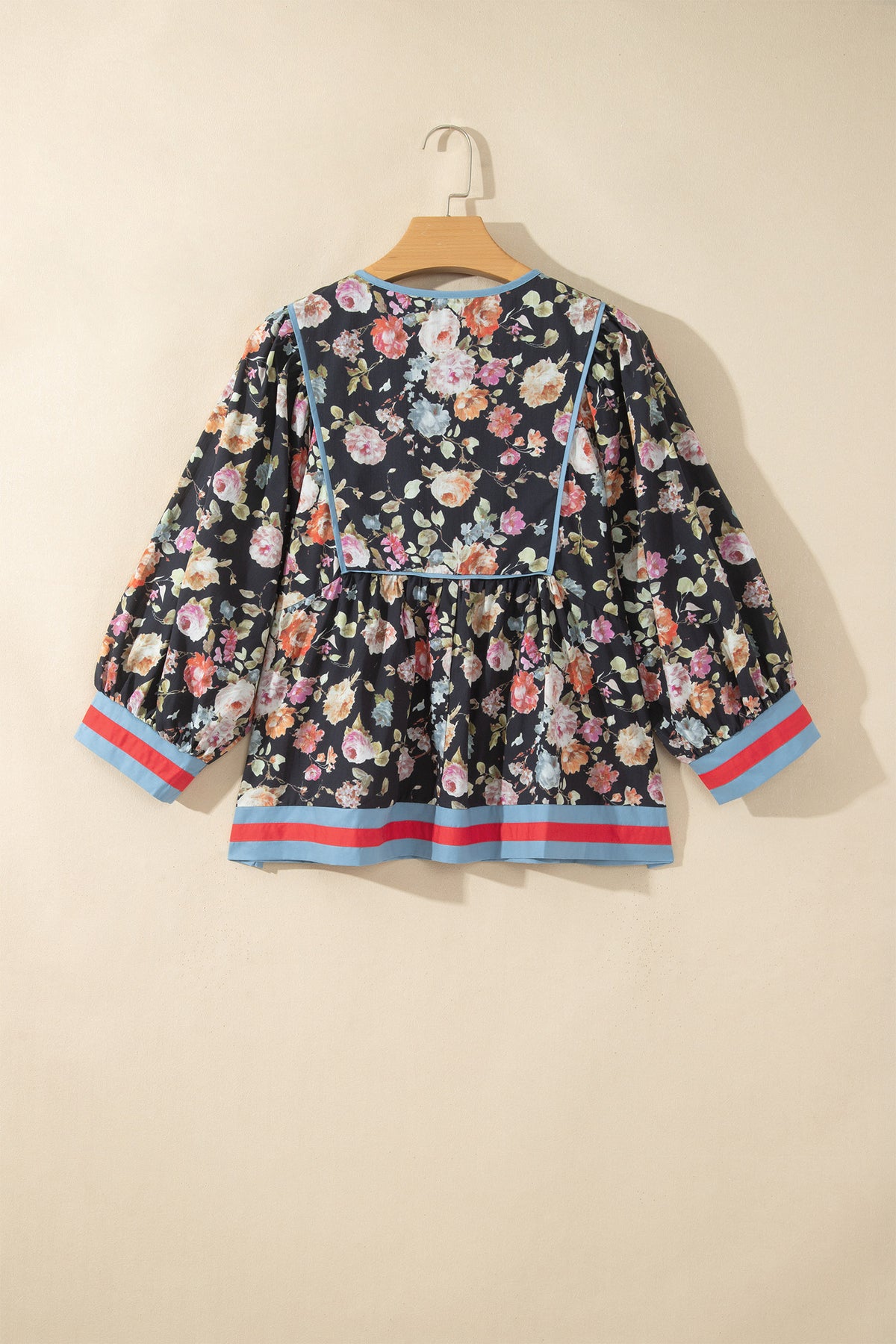 Floral Print Bracelet Sleeve Blouse