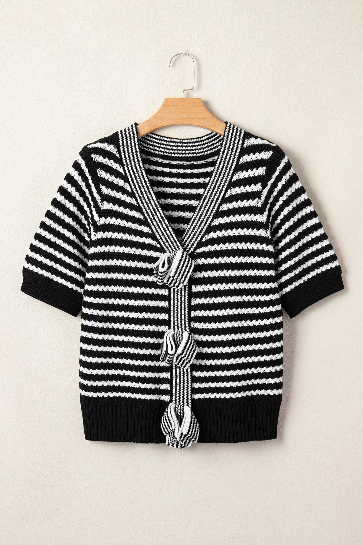 Sky Blue Stripe Bow Knot Sweater