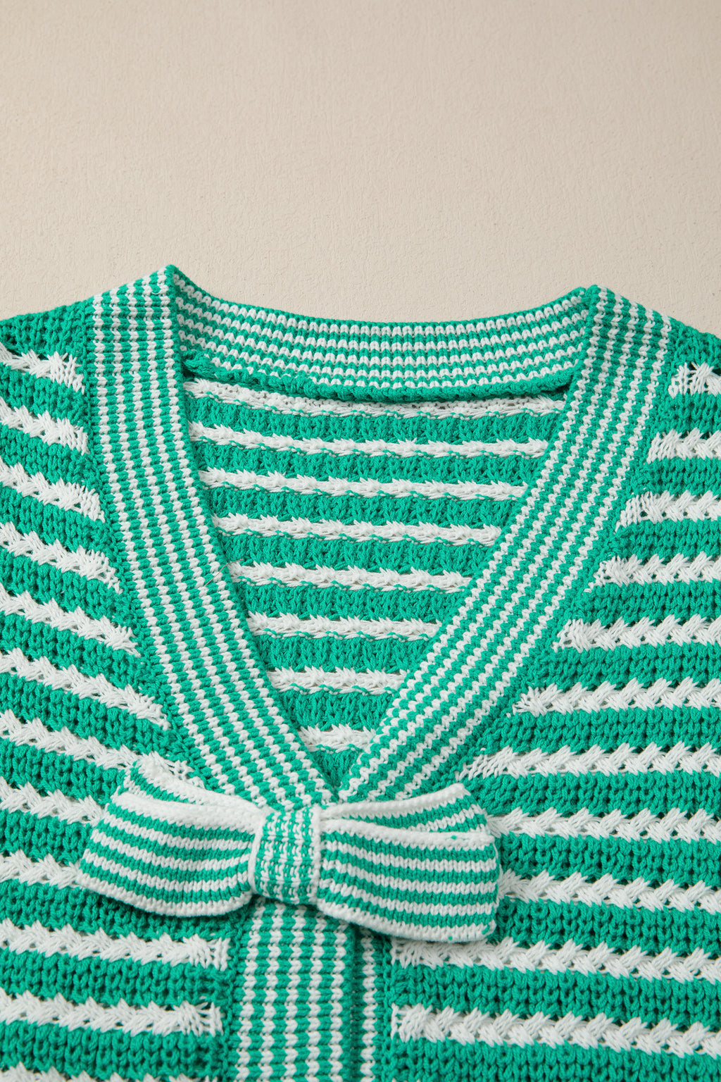 Sky Blue Stripe Bow Knot Sweater