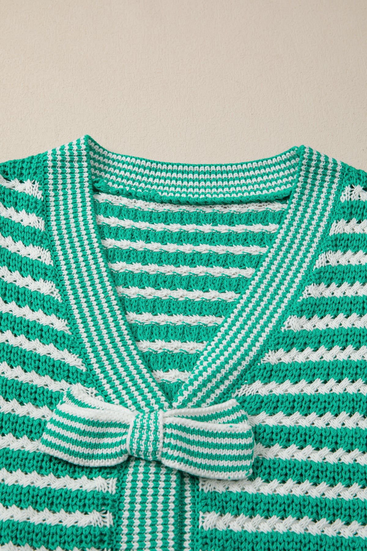 Sky Blue Stripe Bow Knot Sweater