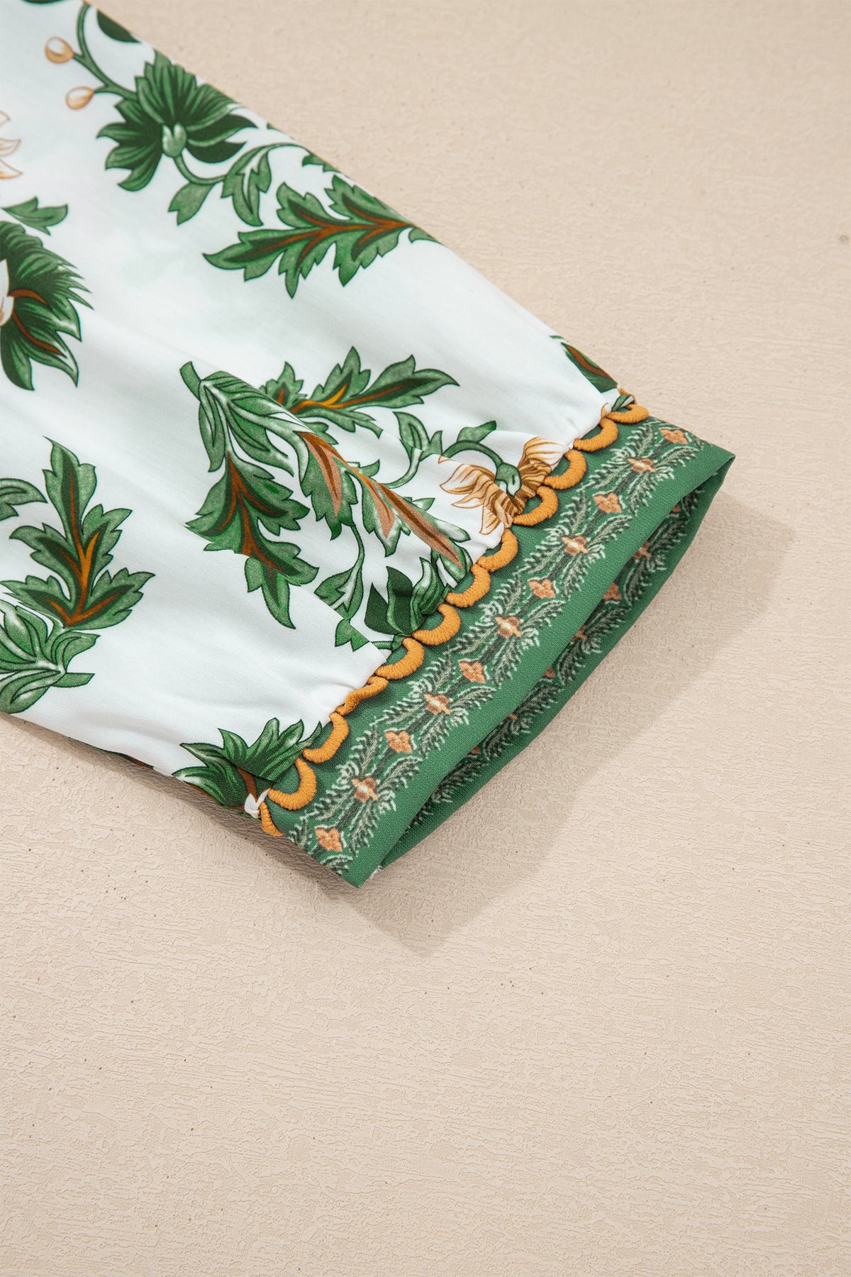 Green Plus Size Floral Printed Detail Blouse