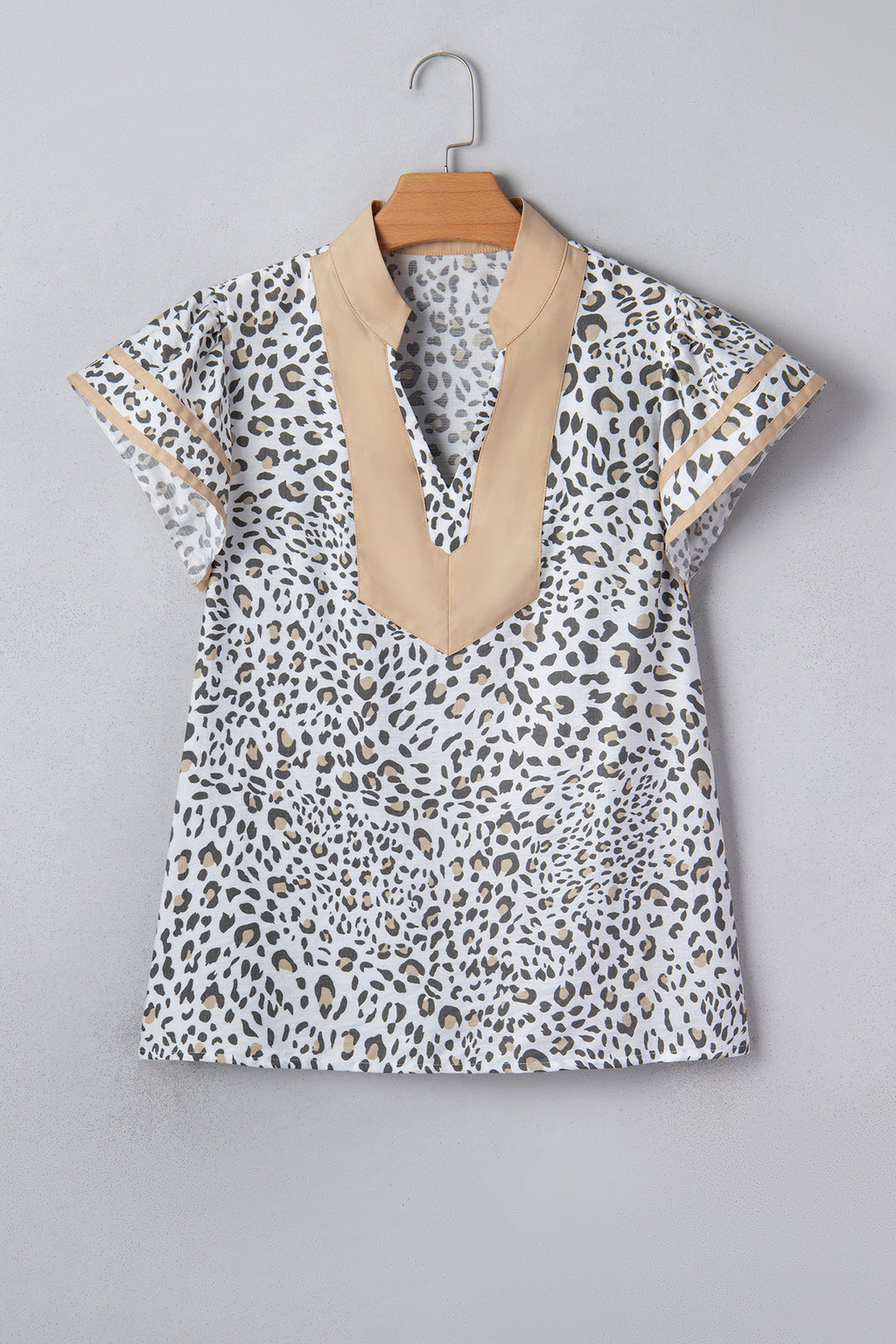 White Leopard Printed Cap Sleeve Blouse