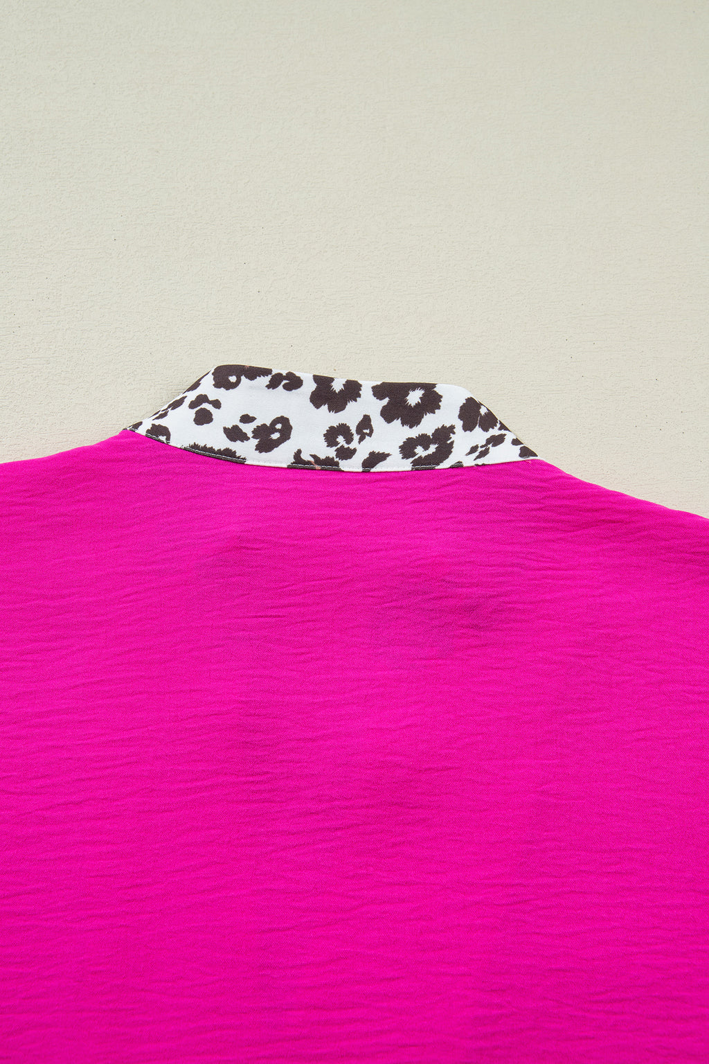 Leopard Patchwork Trim V Neck Blouse
