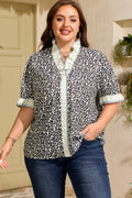 Black Plus Size Leopard Print Blouse