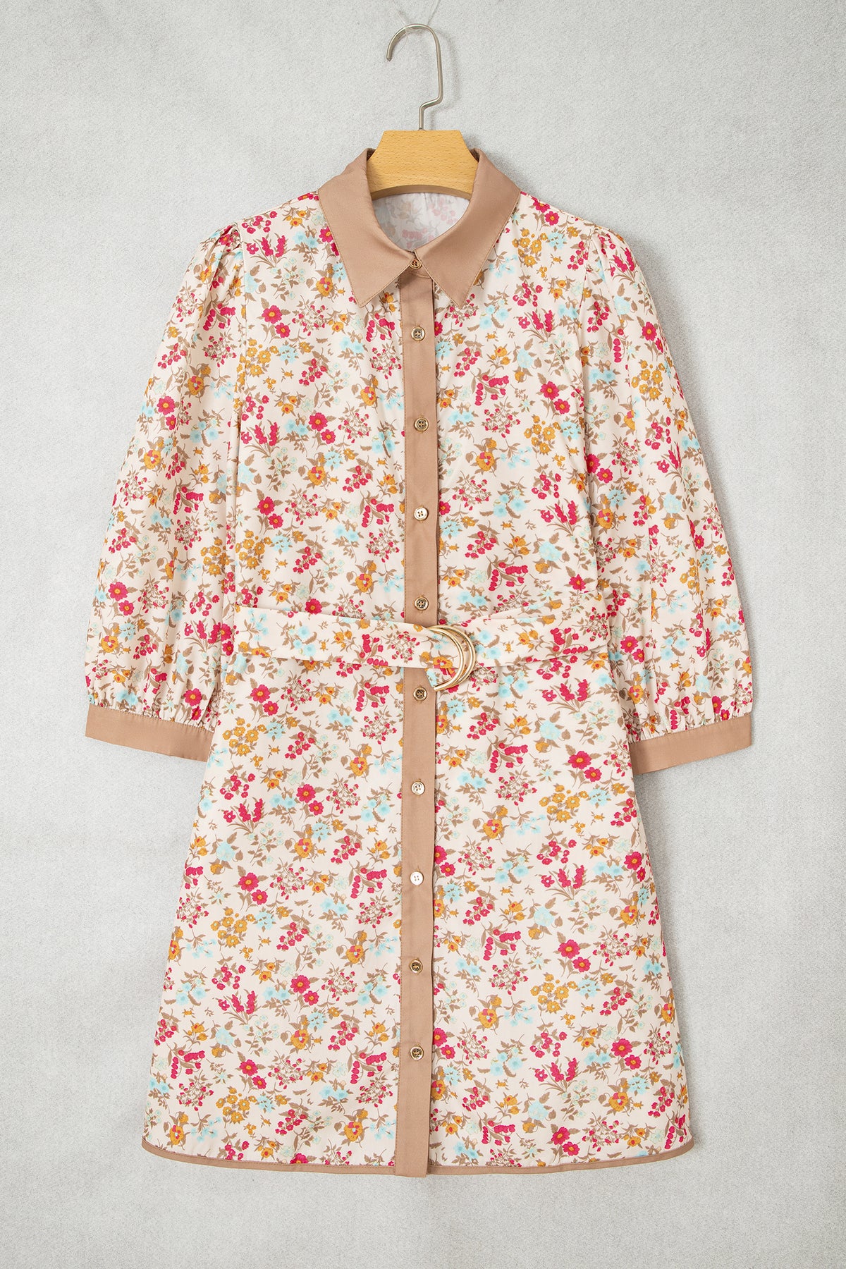 Orange Floral Belted Dress
