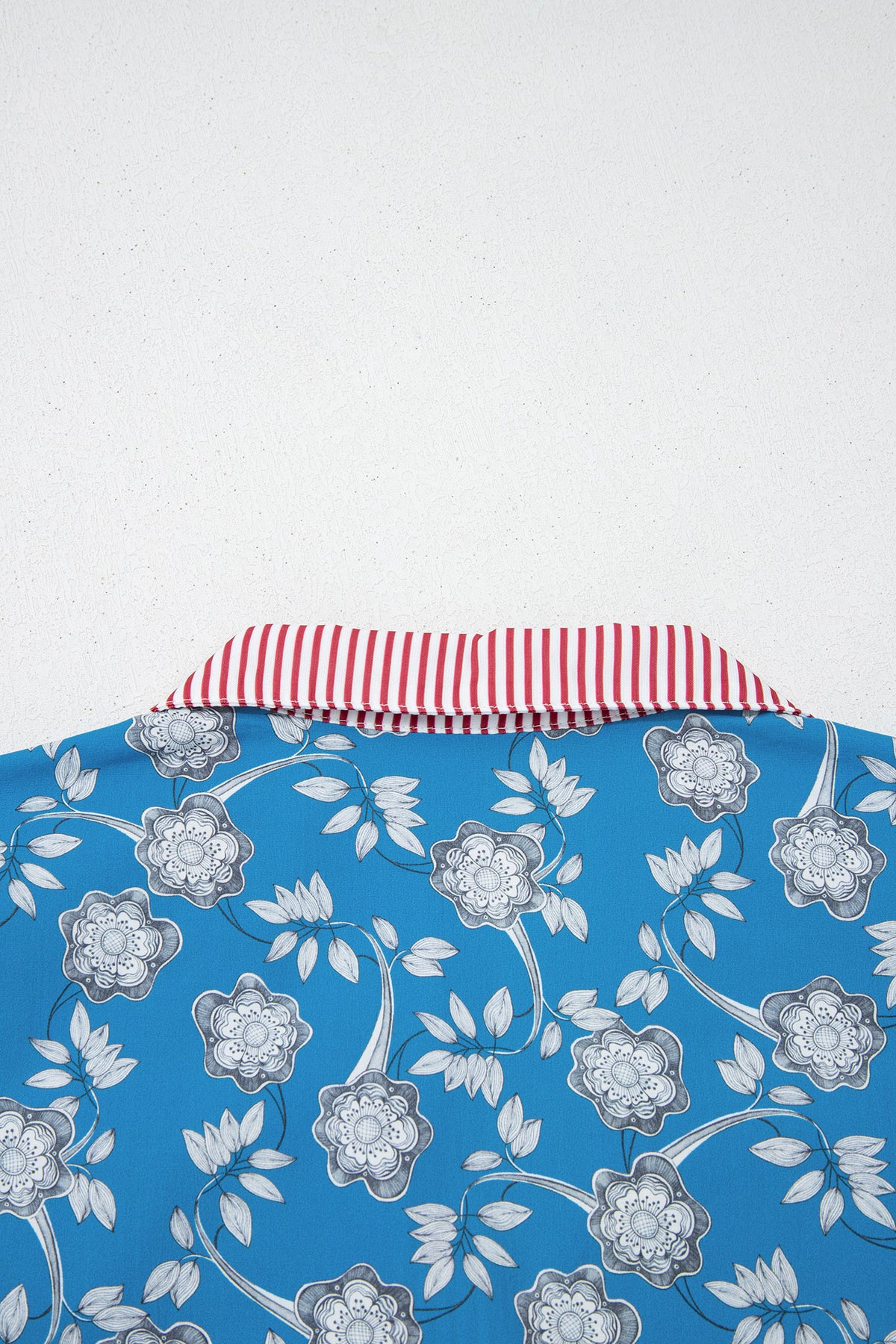 Blue Retro Floral Print Blouse