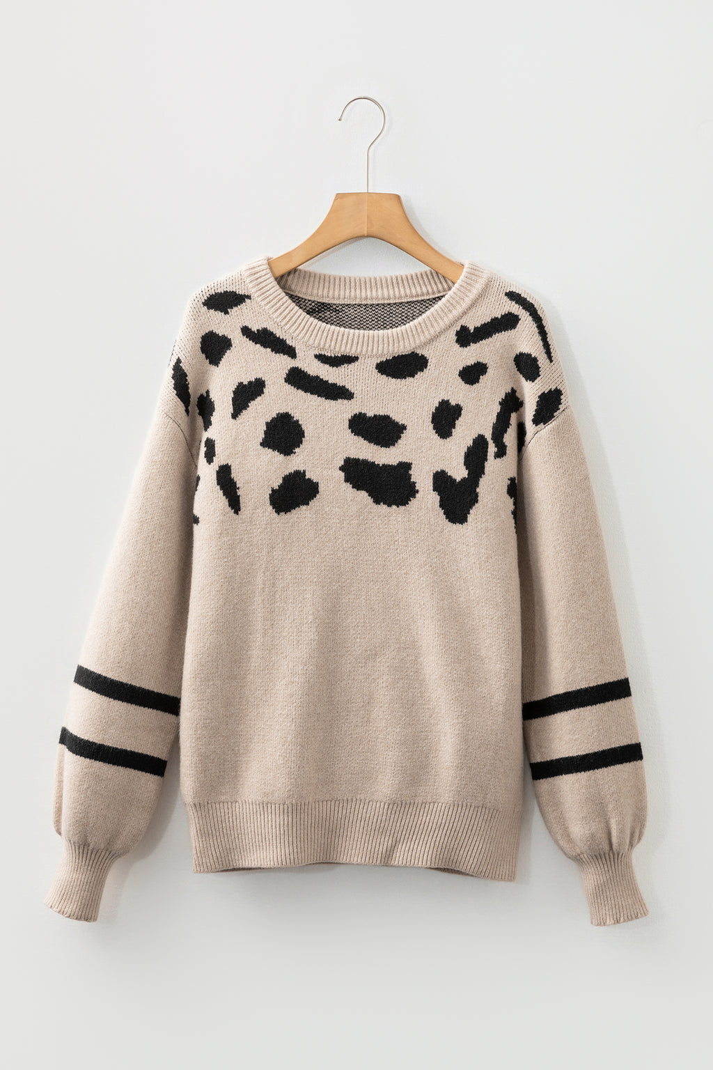 Khaki Leopard Striped Sweater