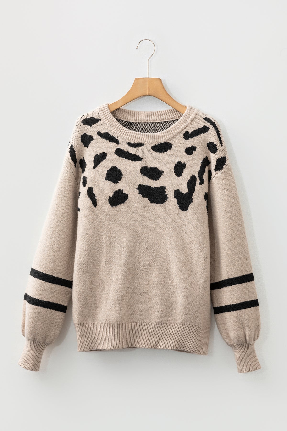 Khaki Leopard Striped Sweater