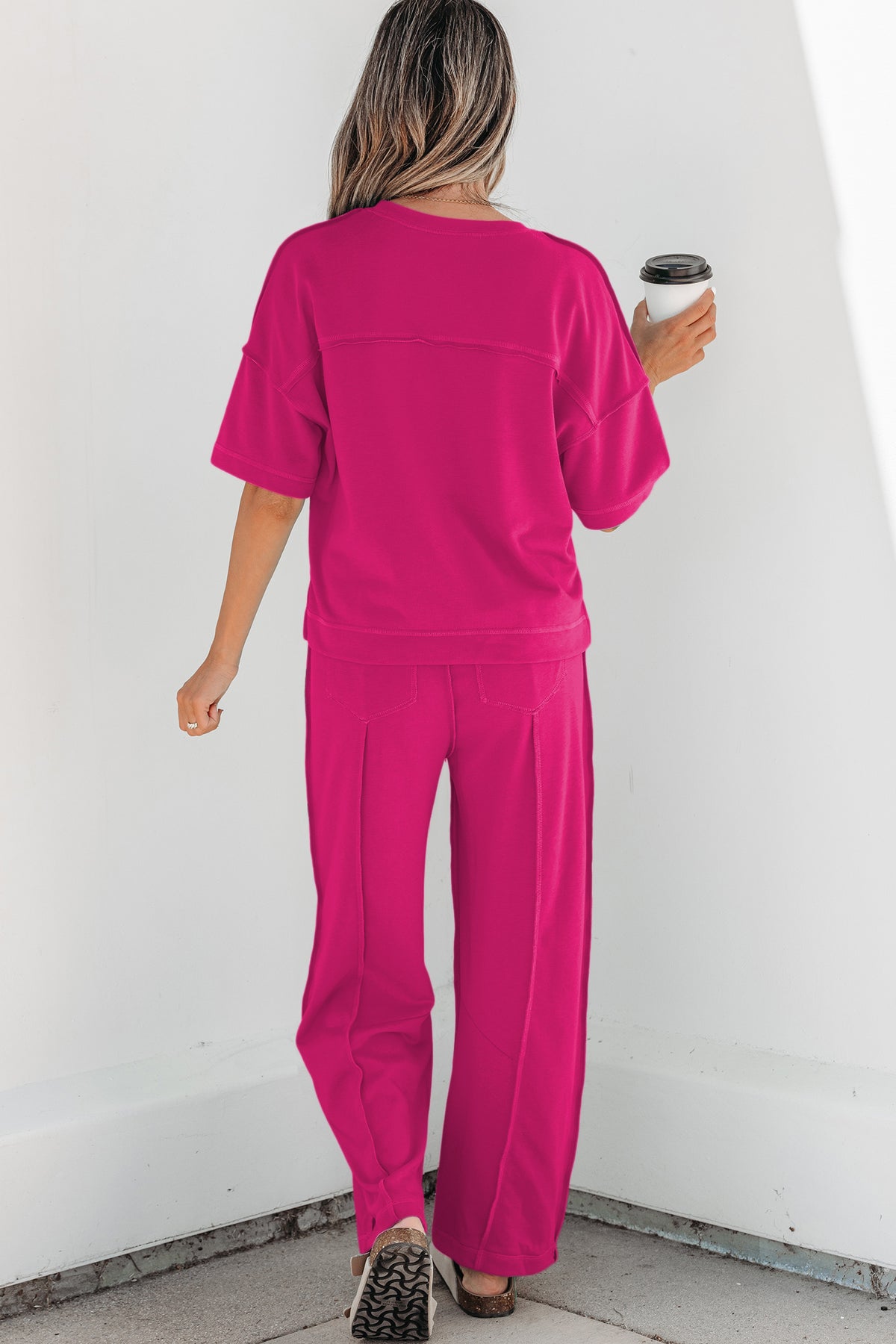 Orchid Bouquet Drop Shoulder Boxy Tee and Barrel Pants Set
