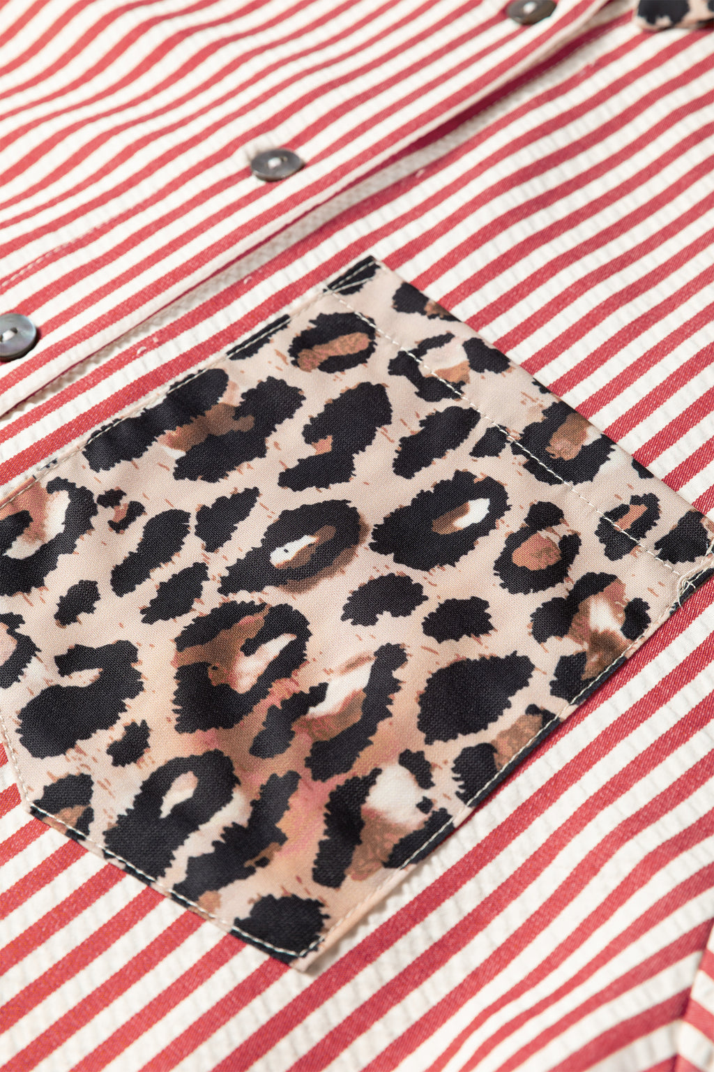 Leopard Print Patchwork Button Up Womens Shirt