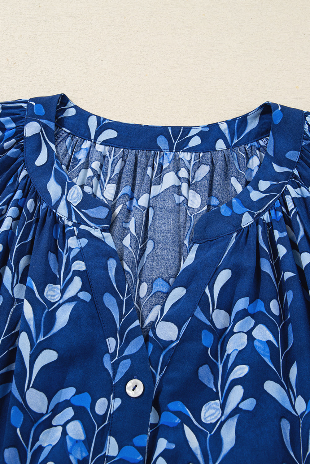 Blue Botanical Print Blouse
