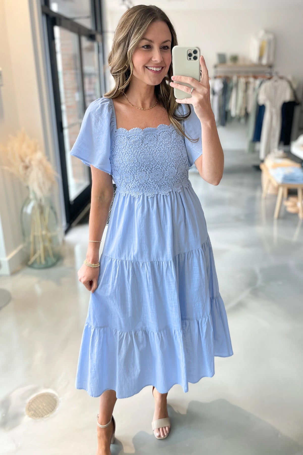 Beau Blue Flowy Midi Dress