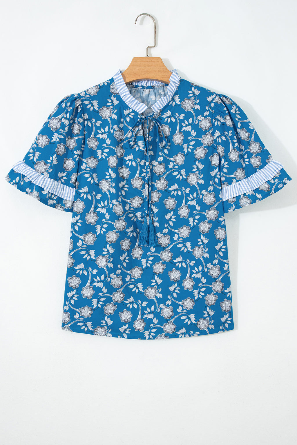 Blue Floral Print Blouse