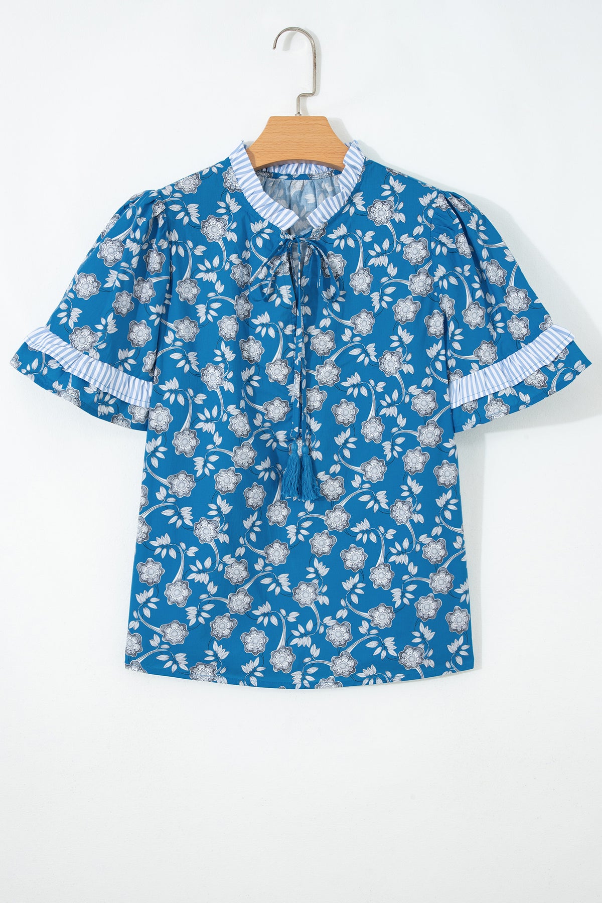 Blue Floral Print Blouse
