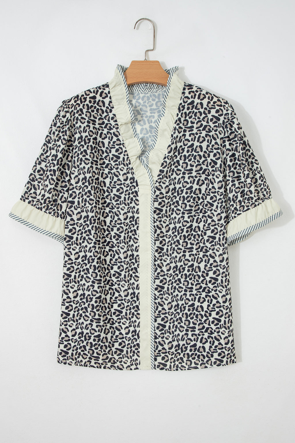 Black Plus Size Leopard Print Blouse