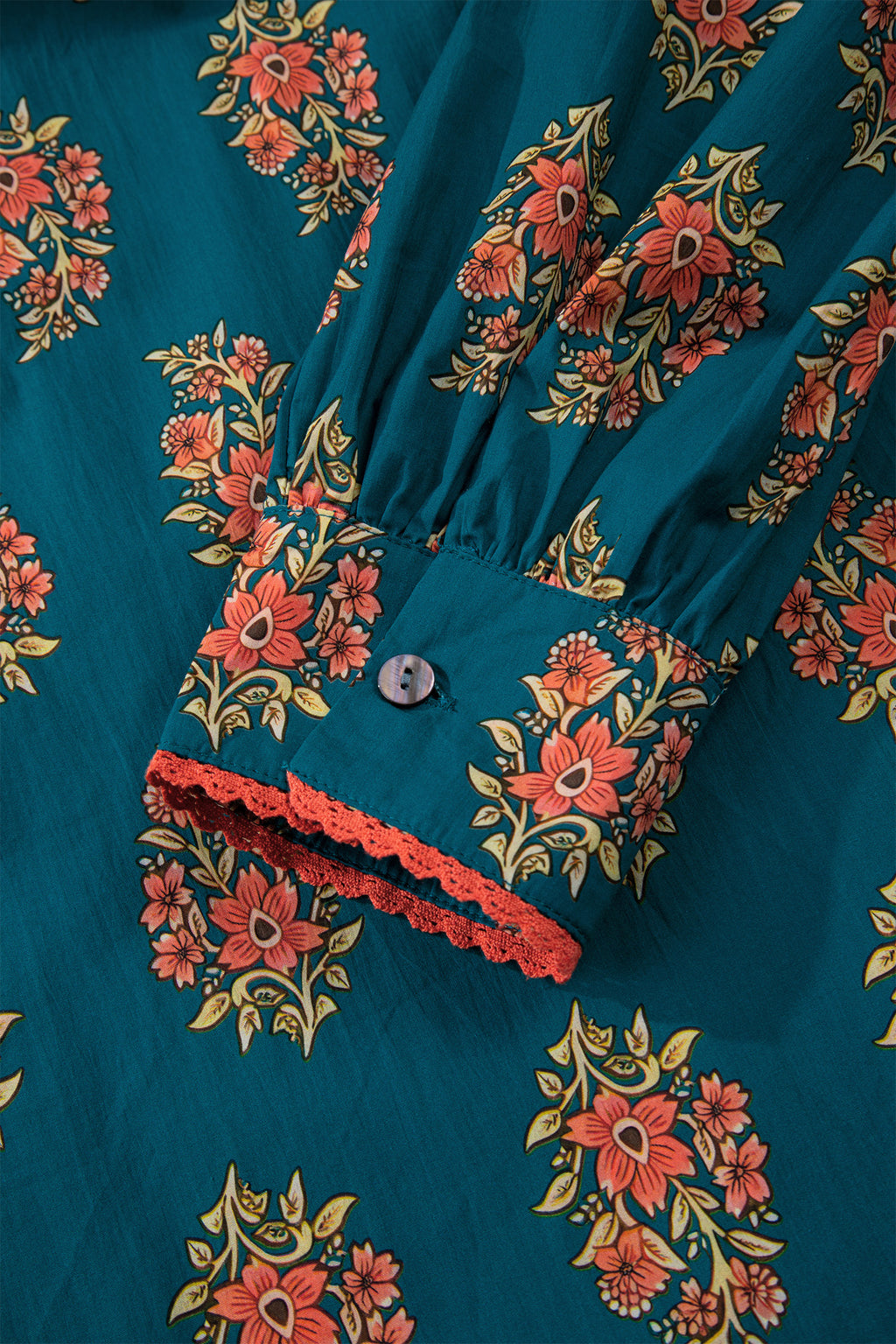 Green Plus Size Floral Print Shirt