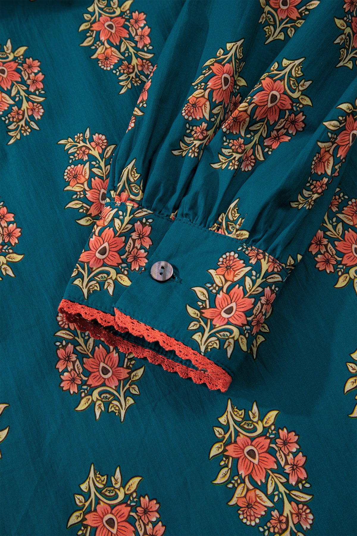 Green Plus Size Floral Print Shirt