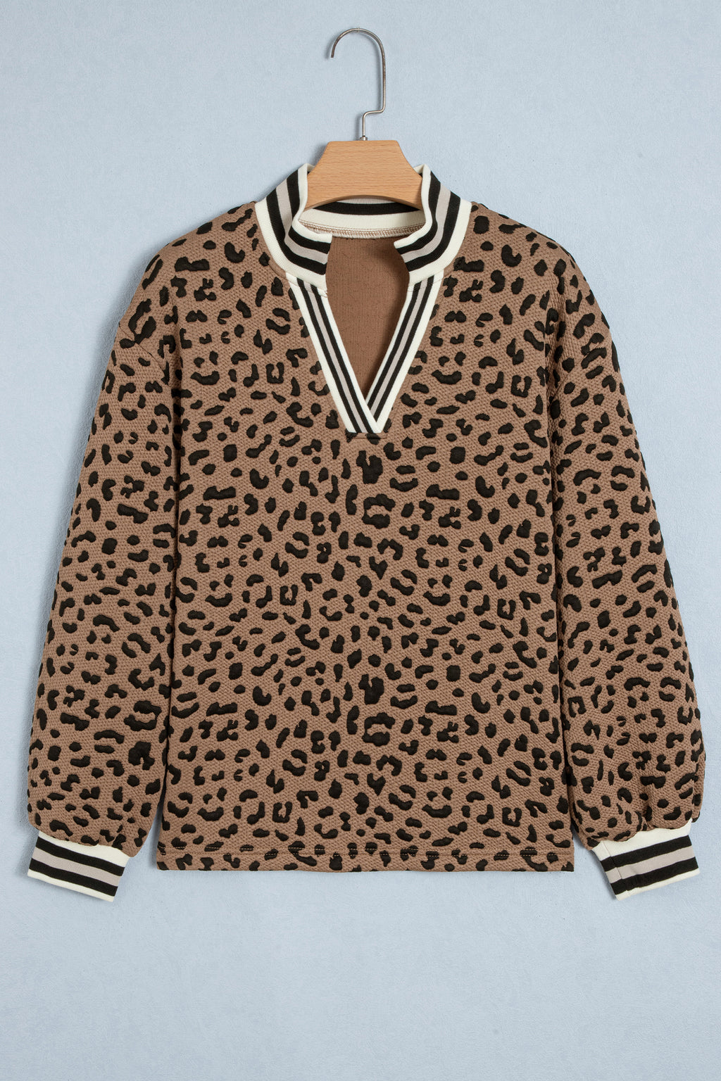 Brown Leopard Print Long Sleeve Pullover
