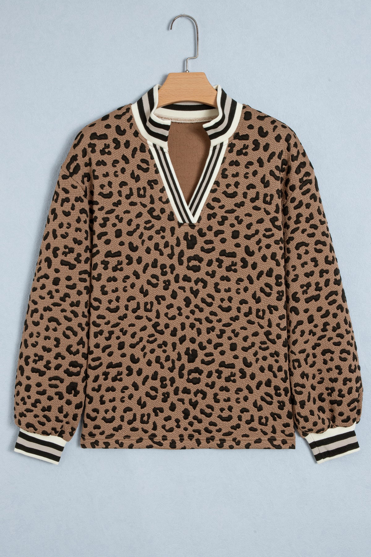 Brown Leopard Print Long Sleeve Pullover