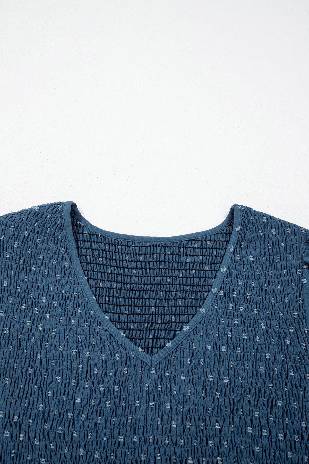 Dusk Blue Plus Size V Neck Swiss Dot Lace Patchwork Detail Flared Midi Dress