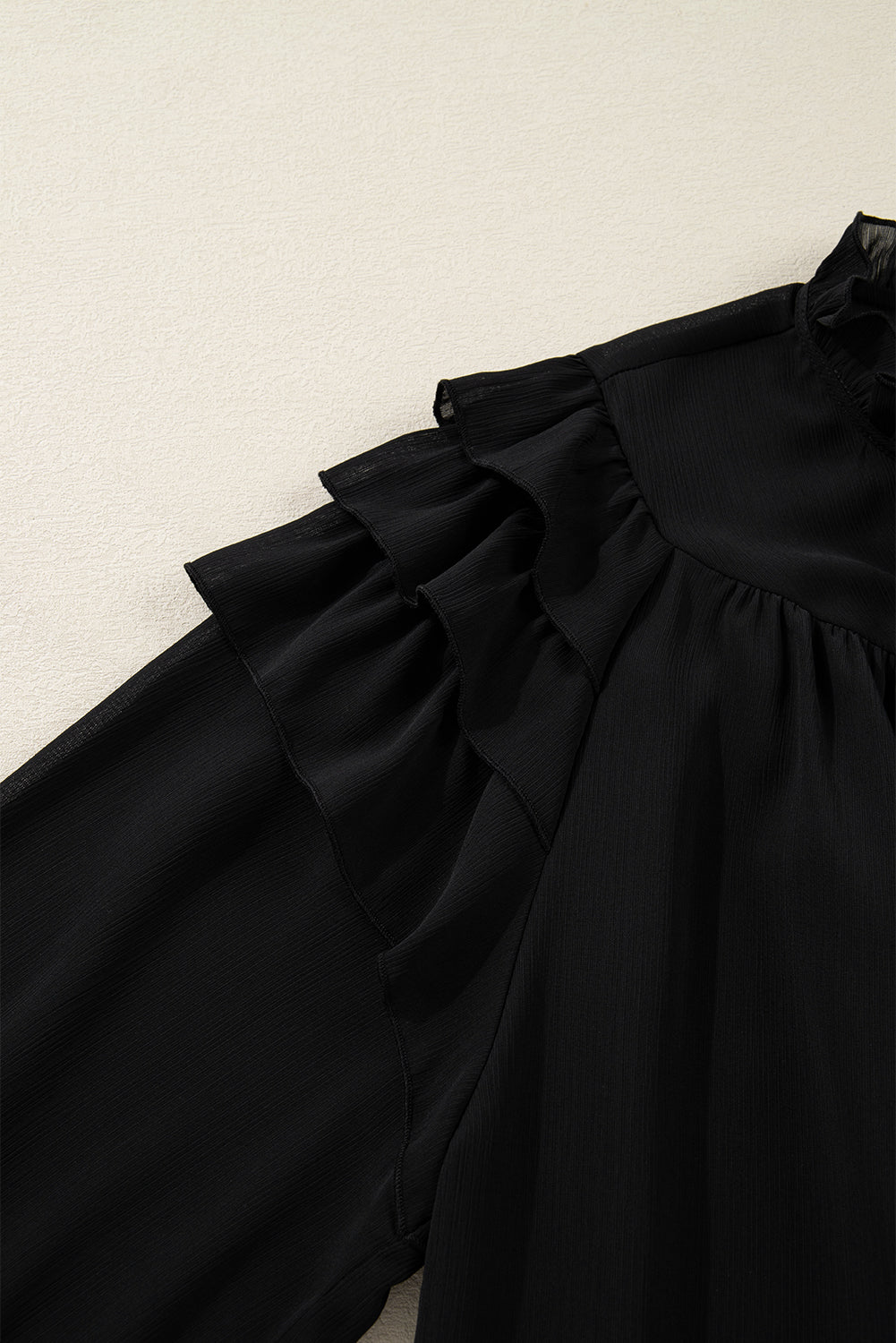 Plus size Black Ruffle Chiffon Elegant blouse