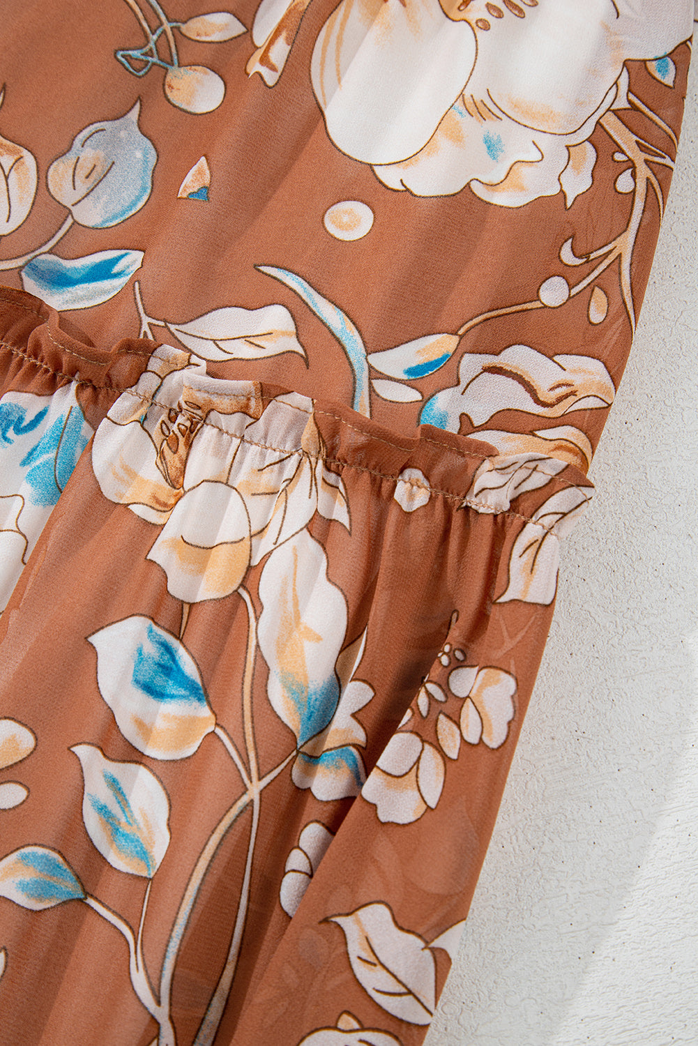 Brown Floral Print Maxi Dress