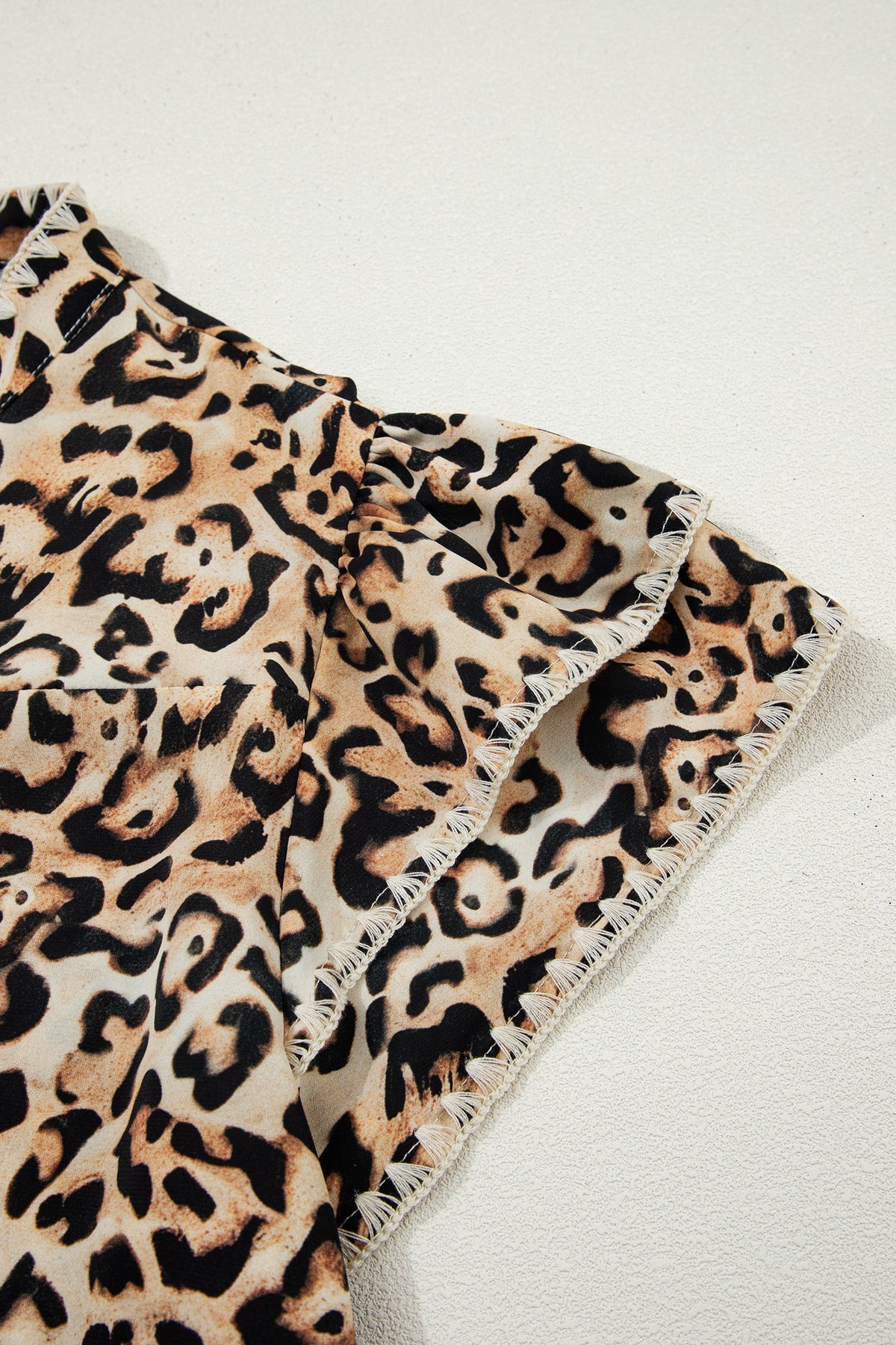 Khaki Plus Size Leopard Print Blouse